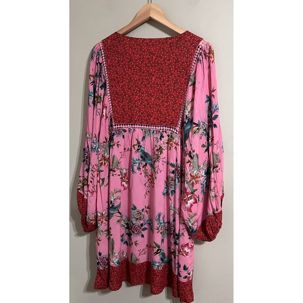 Johnny Was California Blouse Pink Button Up Floral Embroidered Oversized L - Picture 7 of 13